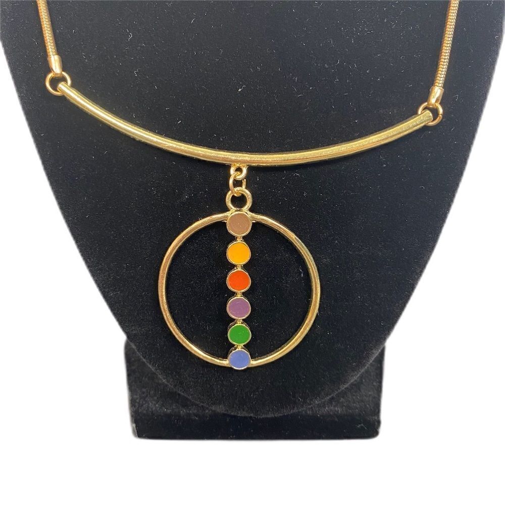 COLOR Multi Color Circle Dots Statement Necklace‎